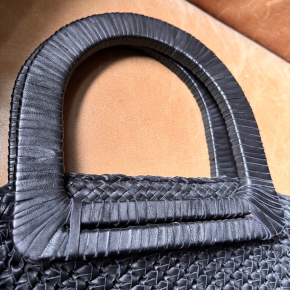 Genuine soft Leather woven black bohemian bag designer handmade vintage vibes - Picture 6 of 17